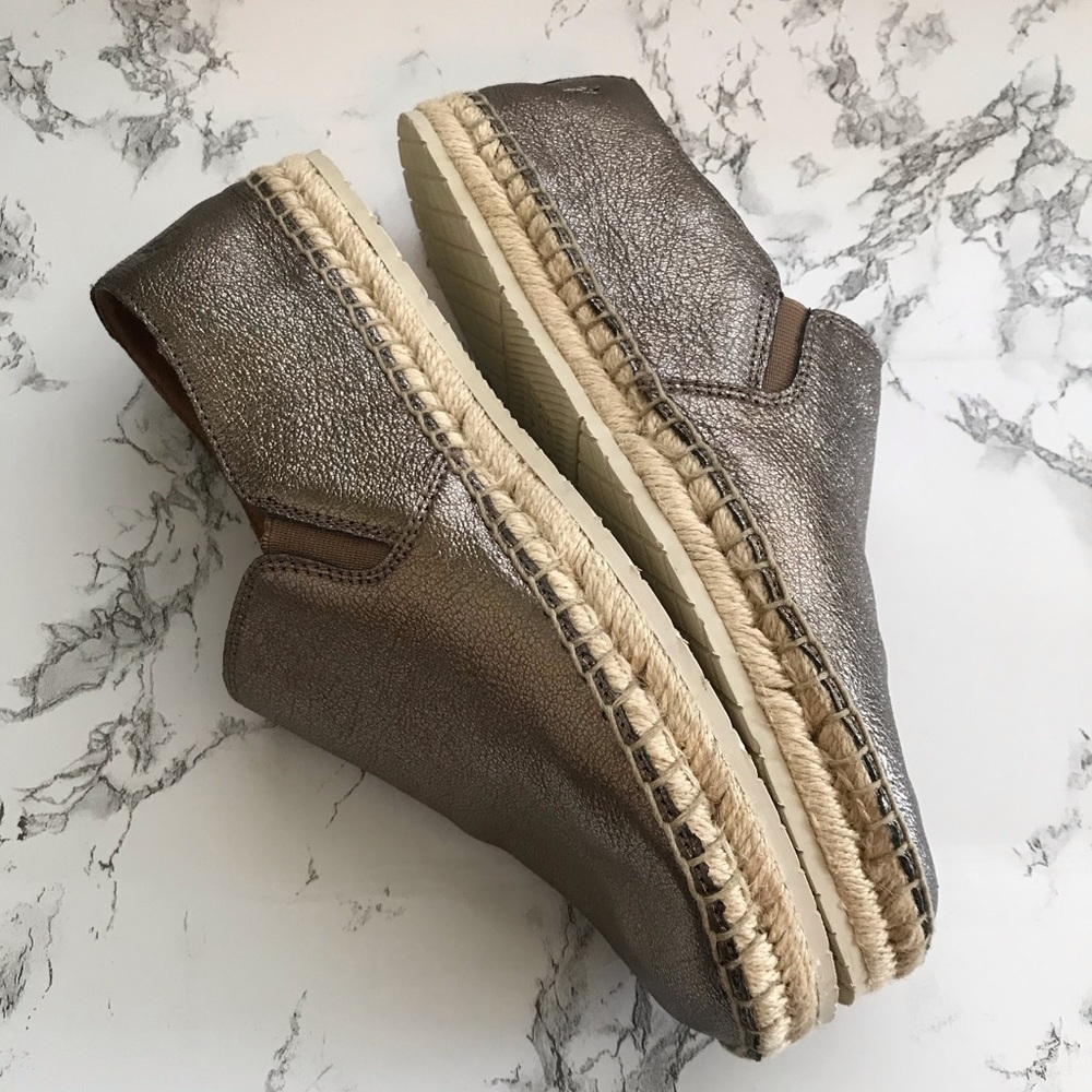 Frye Isbel Espadrilles metallic leather 9 bronze flat comfort - Picture 8 of 10